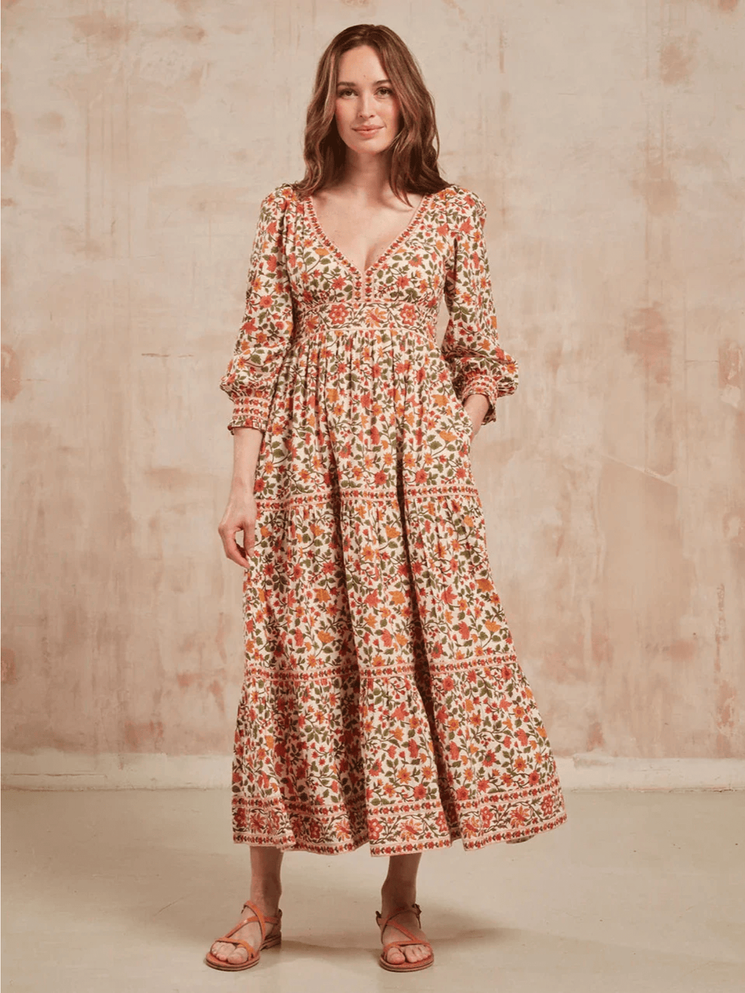 Pink City Prints Dress Alicia Dress in Maple Jaal