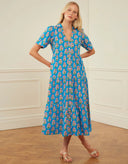 Pink City Prints Dress Dawn Dress in Cobalt Tulip
