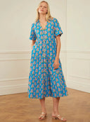 Pink City Prints Dress Dawn Dress in Cobalt Tulip