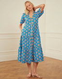 Pink City Prints Dress Dawn Dress in Cobalt Tulip