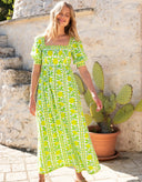Pink City Prints Dress Elizabeth Dress in Lime Border