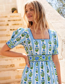 Pink City Prints Dress Evelyn Dress in Sky Lily Stripe