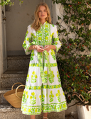 Pink City Prints Dress Gemma Dress in Lime Botanics