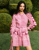 Pink City Prints Dress Gemma Mini Dress in Burgundy Patchwork