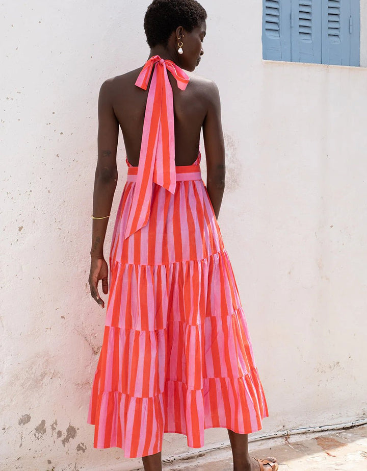 Pink City Prints Dress Julia Dress in Bubblegum Stripe