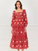 Pink City Prints Dress Lucia Dress in Rust Borders