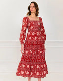 Pink City Prints Dress Lucia Dress in Rust Borders