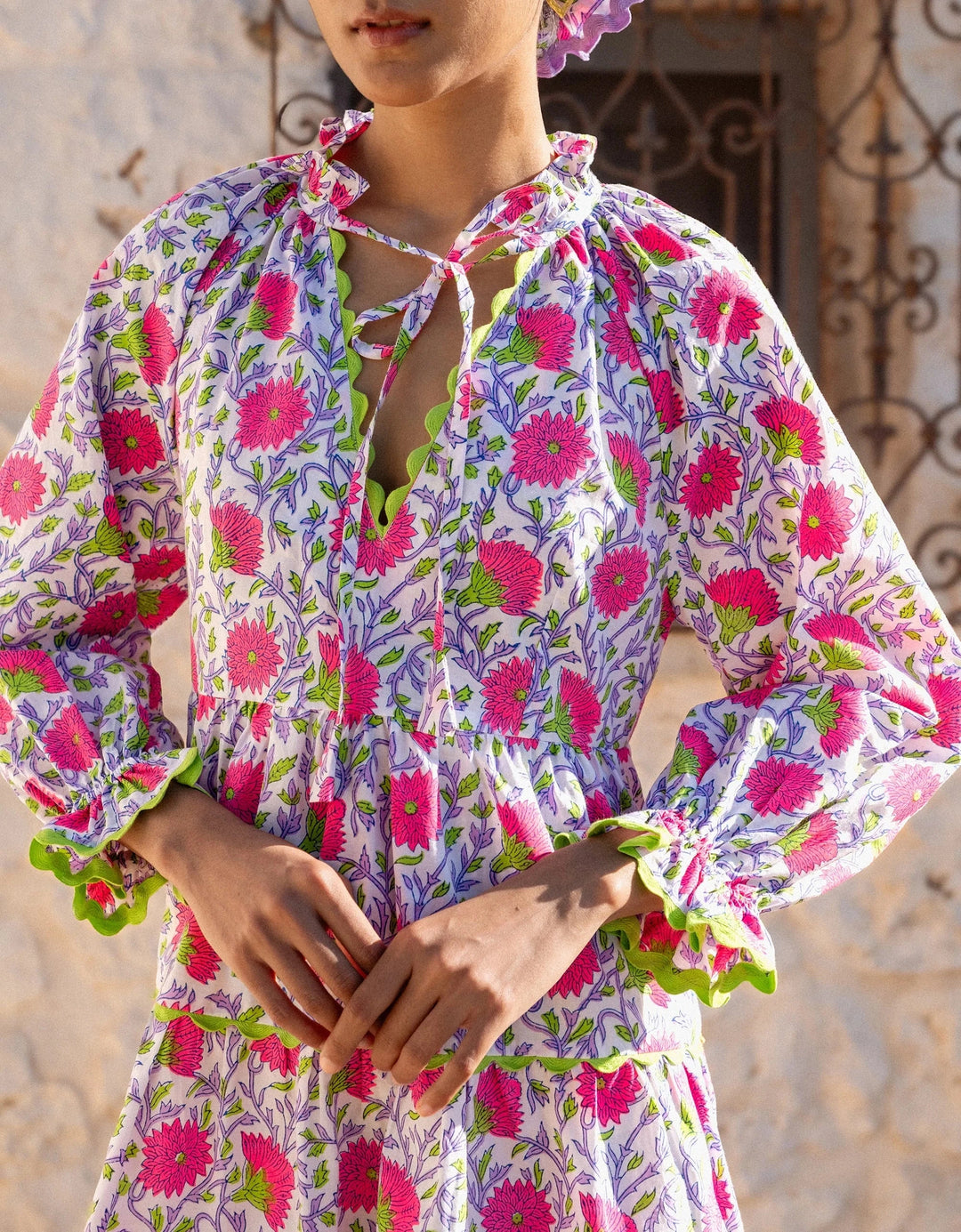 Pink City Prints Dress Luna Mini Dress in Neon Camelia