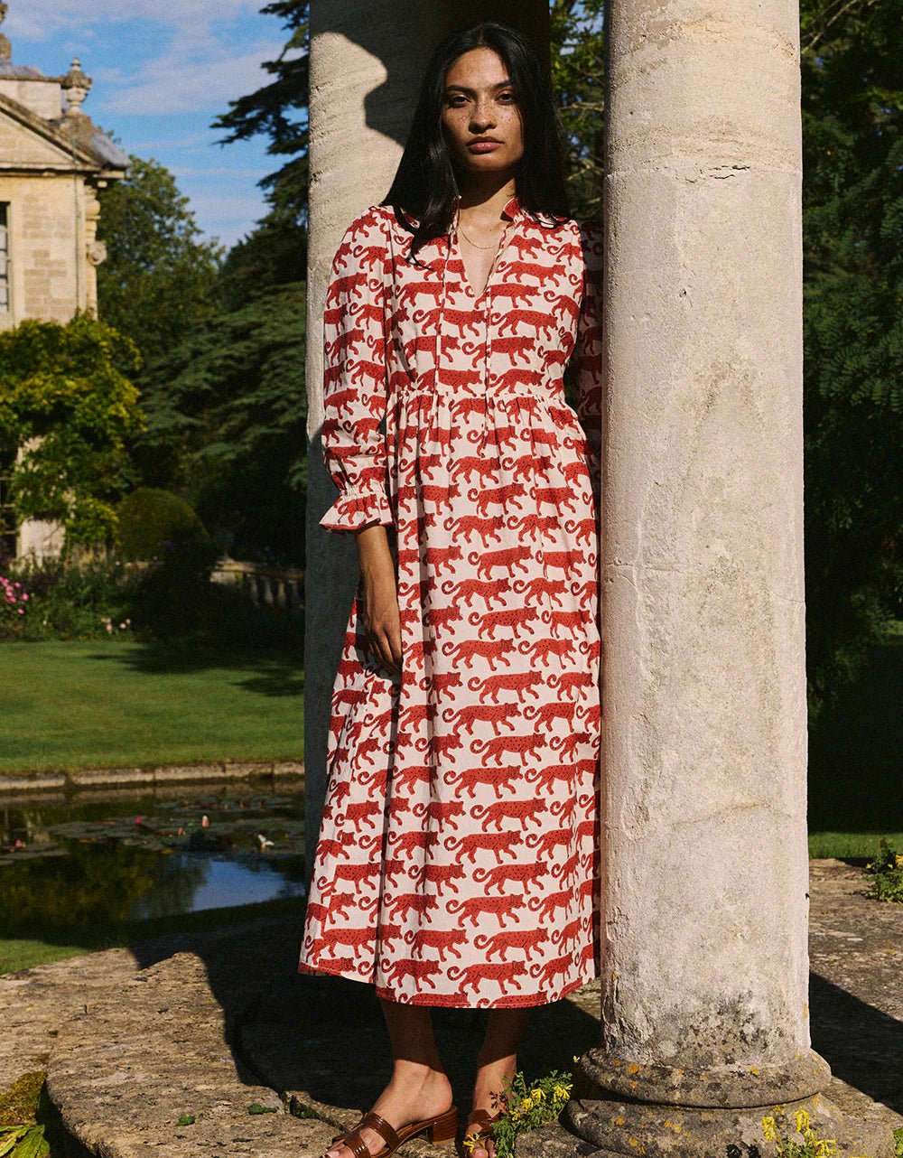 Pink City Prints Dress Mumbai Dress in Tan Leopard