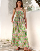 Pink City Prints Dress Mykonos Dress in Emerald Border