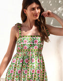 Pink City Prints Dress Mykonos Dress in Emerald Border