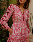 Pink City Prints Dress Olive Dress in Burgundy Patchwork