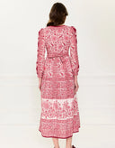 Pink City Prints Dress Olive Dress in Burgundy Patchwork