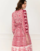 Pink City Prints Dress Olive Dress in Burgundy Patchwork