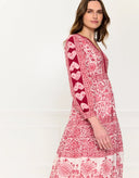 Pink City Prints Dress Olive Dress in Burgundy Patchwork