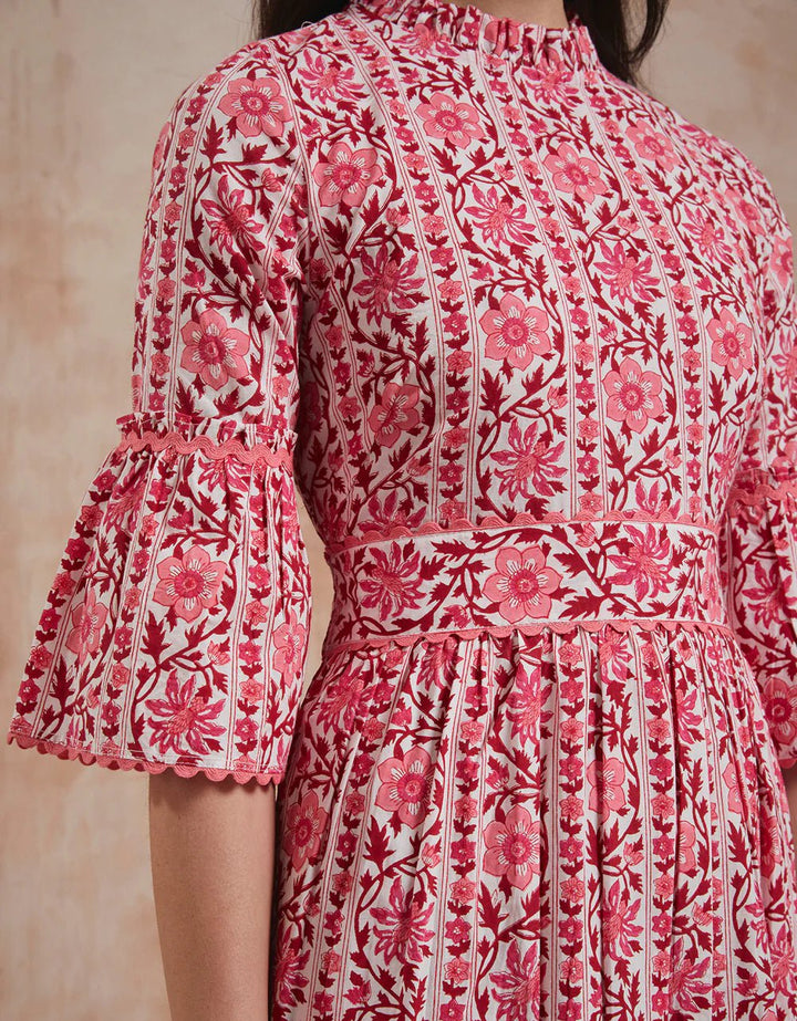 Pink City Prints Dress Savannah Dress in Rosewood Border