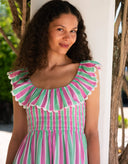 Pink City Prints Dress Susie Dress in Mint Stripe