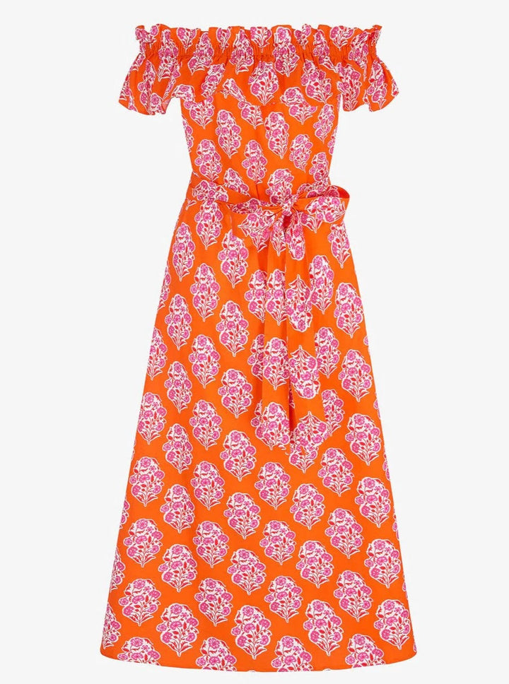 Pink City Prints Dress Tallulah Dress in Tangerine Buta