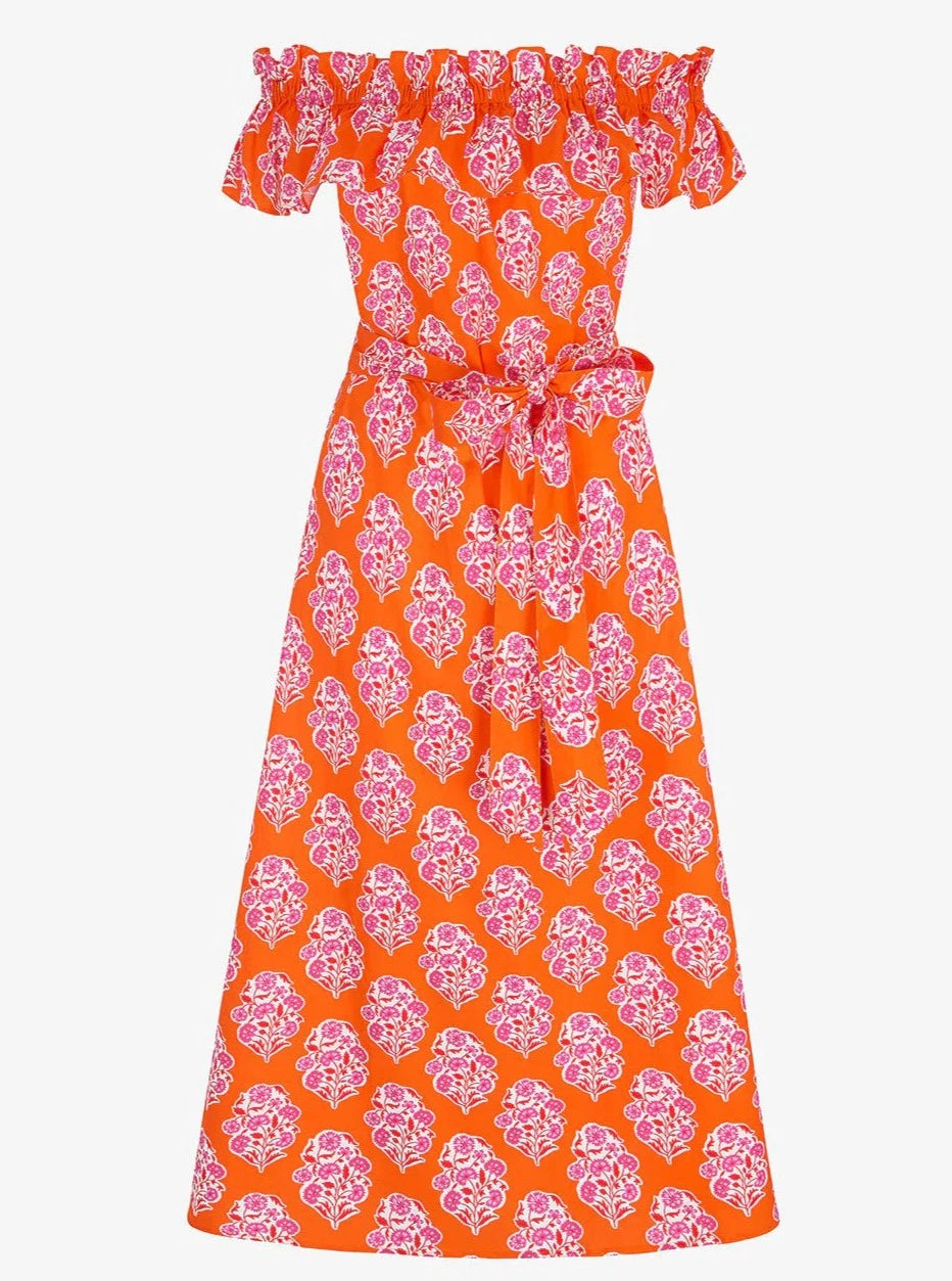 Tallulah Dress in Tangerine Buta