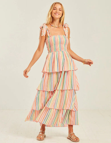 Pink City Prints Dress Zazie Dress in Rainbow Stripe