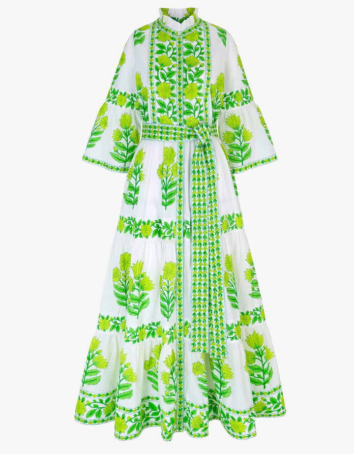 Gemma Dress in Lime Botanics