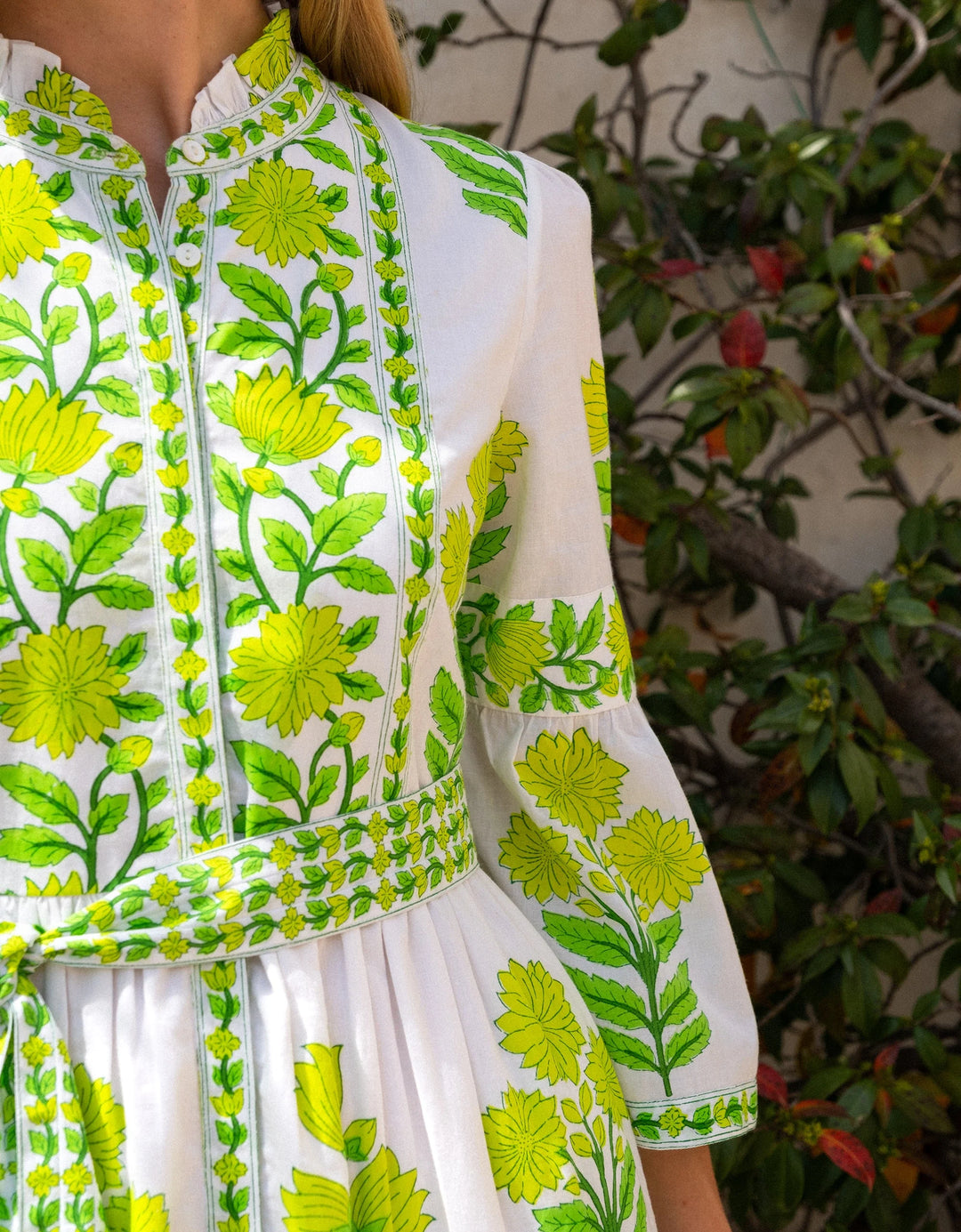 Gemma Dress in Lime Botanics