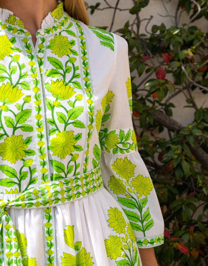 Gemma Dress in Lime Botanics