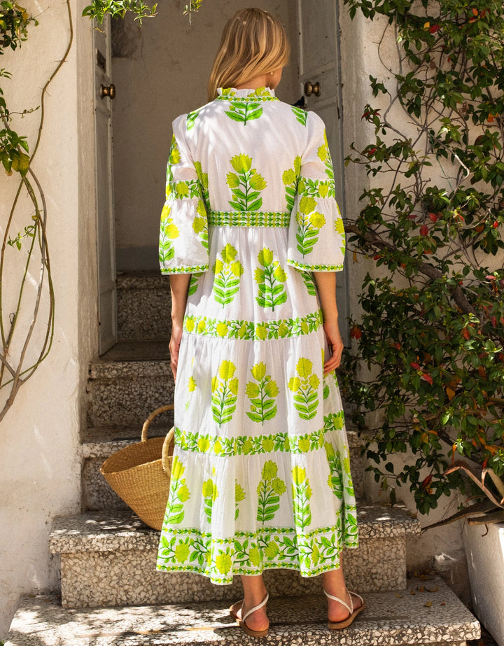 Gemma Dress in Lime Botanics