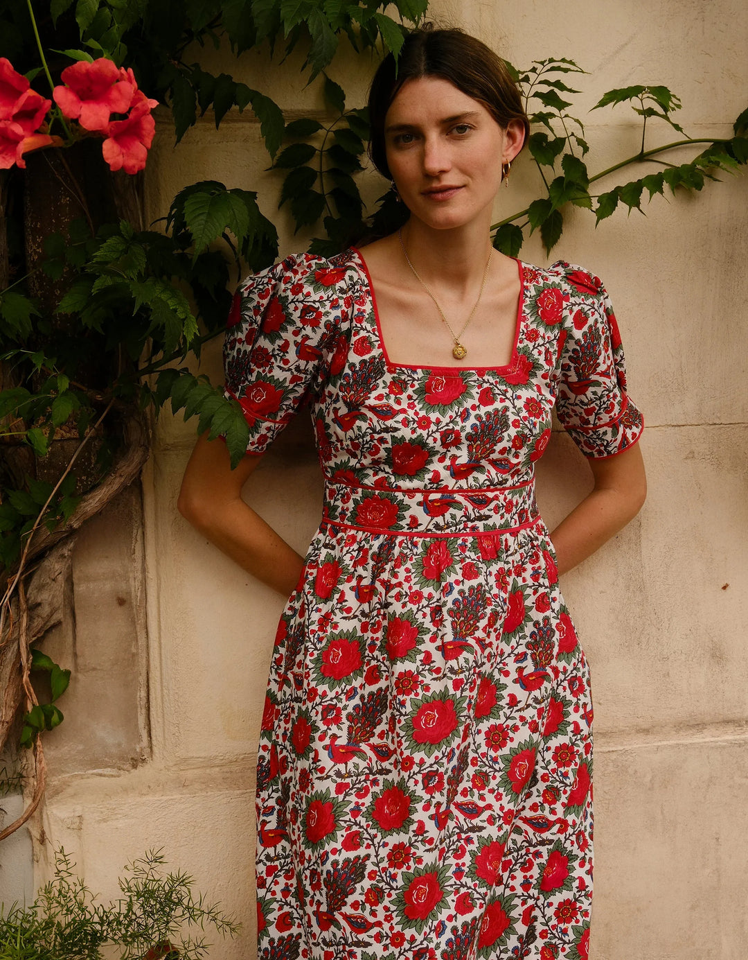 Evelyn Dress in Peony Bird