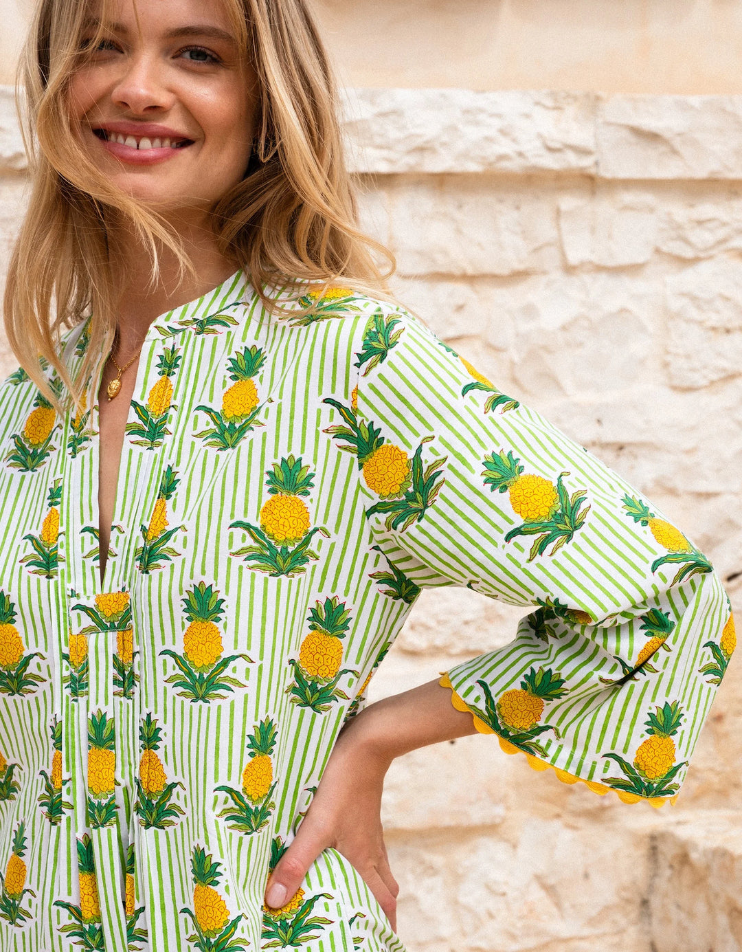 Thasos Kaftan in Pineapple Stripe