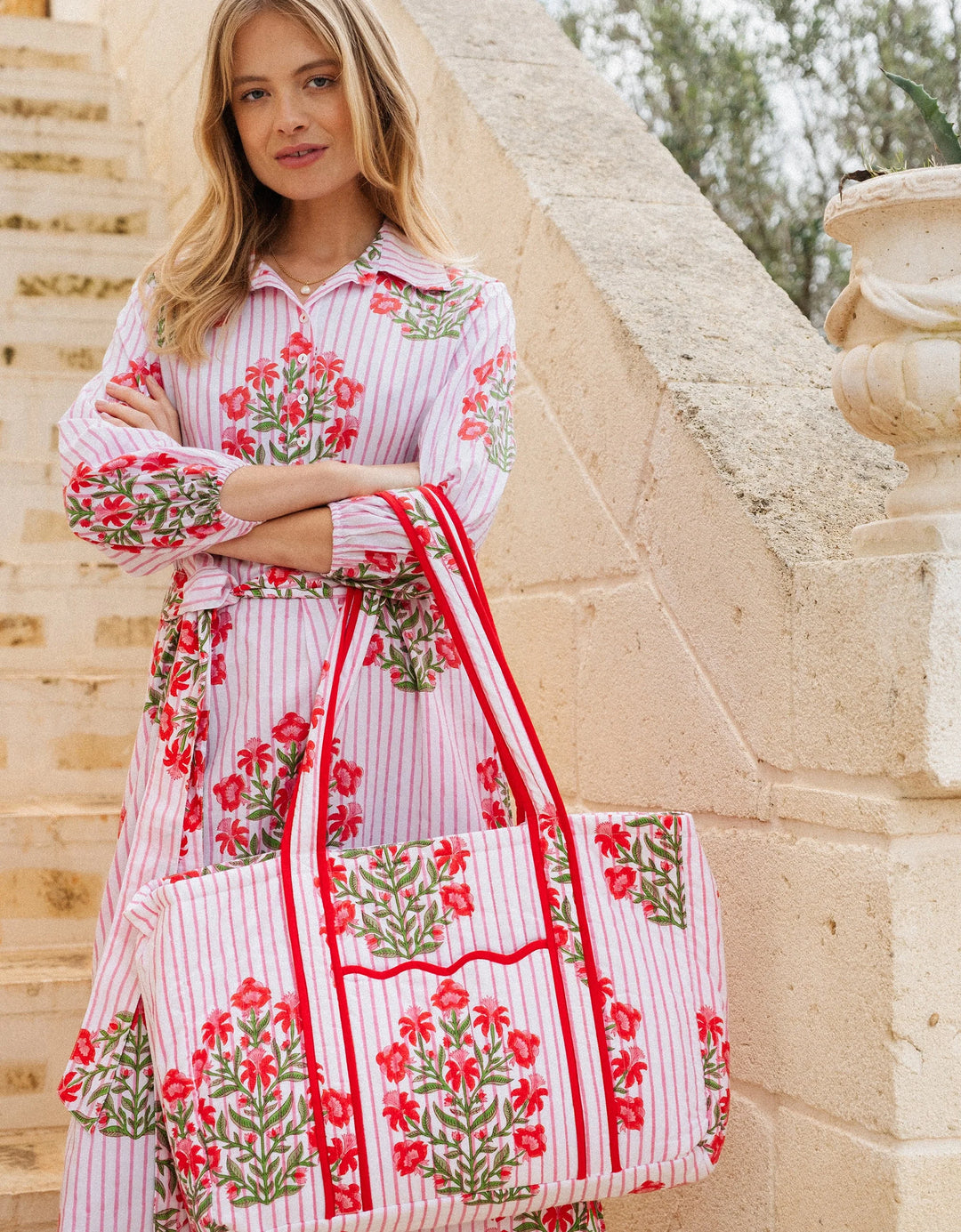 Corfu Dress in Poppy Stripe