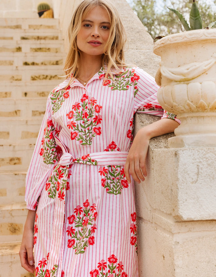Corfu Dress in Poppy Stripe