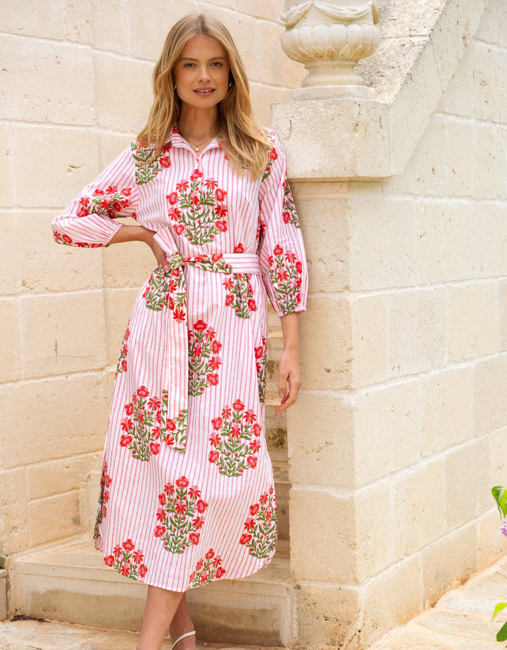 Corfu Dress in Poppy Stripe