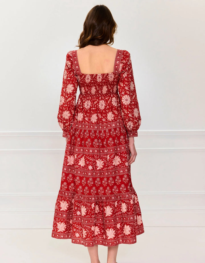 Lucia Dress in Rust Borders