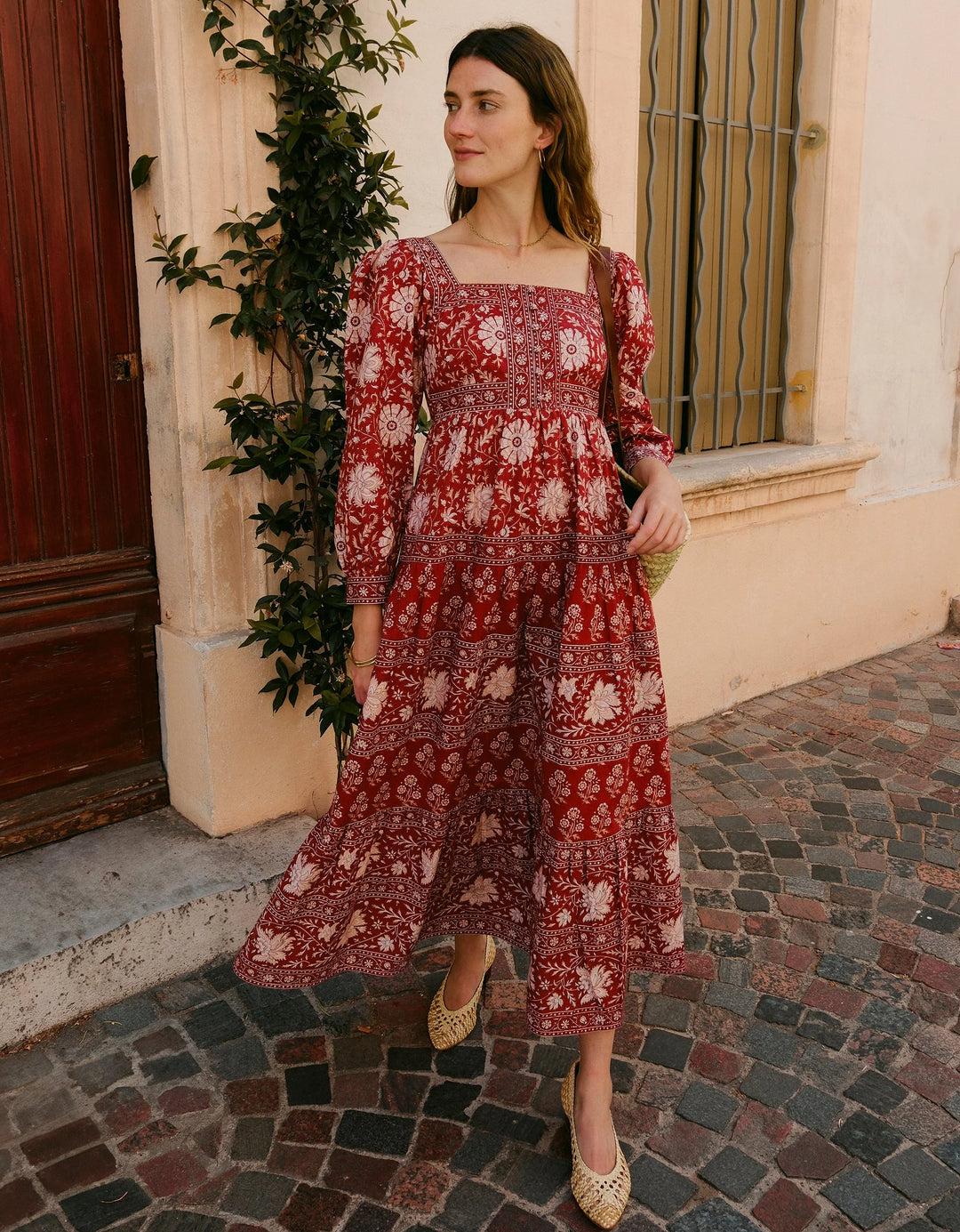 Lucia Dress in Rust Borders