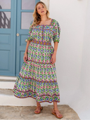 Pink City Prints Skirt Fleur Skirt in Folk Border