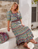Pink City Prints Skirt Fleur Skirt in Folk Border