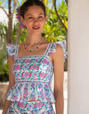 Pink City Prints Top Freya Top in Orchid Border