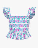 Pink City Prints Top Freya Top in Orchid Border