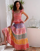Pink City Prints Top Jessica Top in Peach Buta