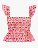 Pink City Prints Top Jessica Top in Peach Buta