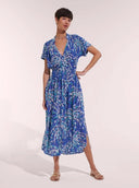 Poupette St. Barths Dress Becky Long Dress in Royal Palmery