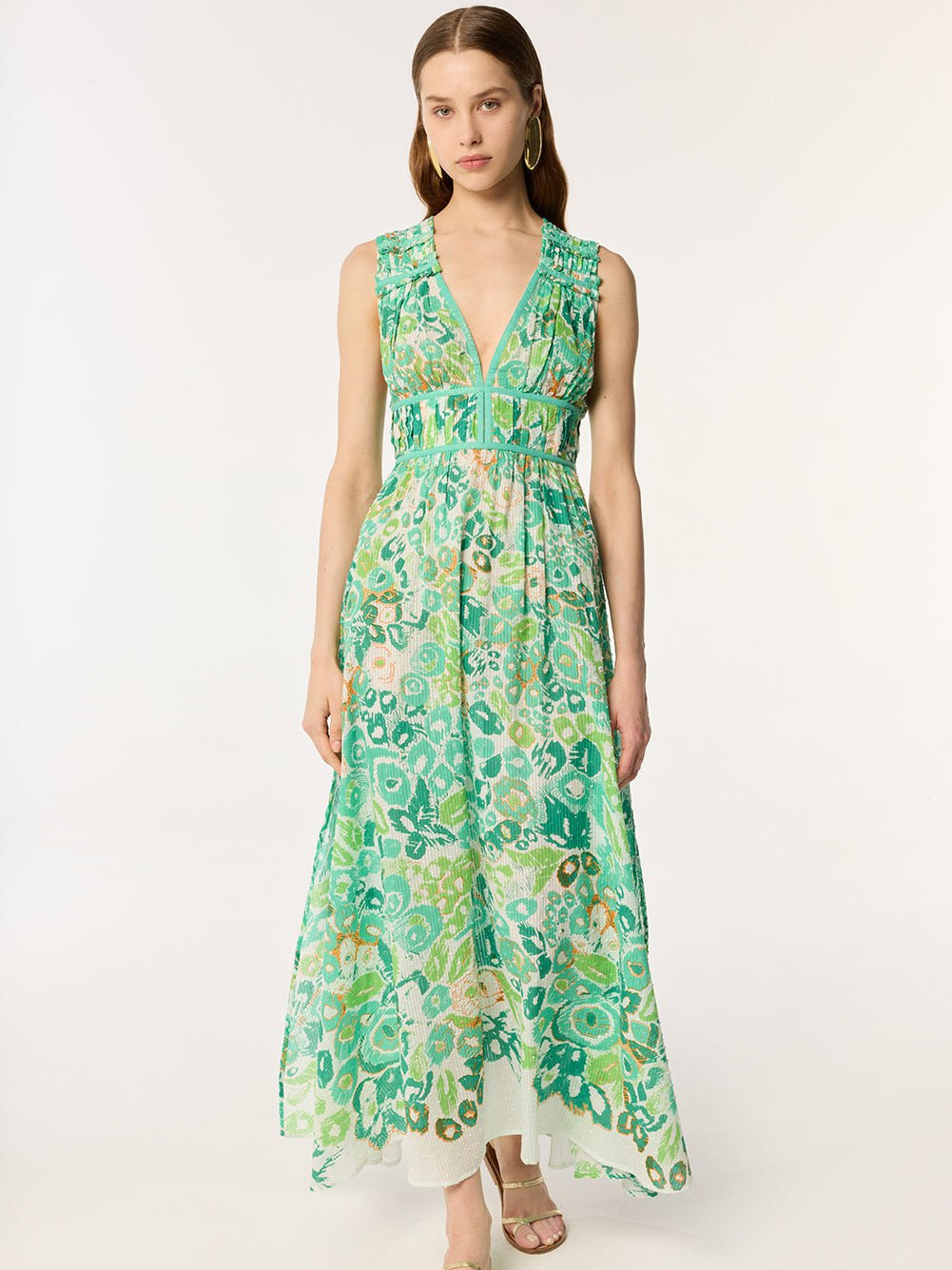 Poupette St. Barths Dress Chiara Long Dress in Green Pencillo
