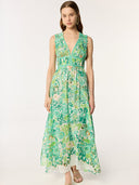 Poupette St. Barths Dress Chiara Long Dress in Green Pencillo