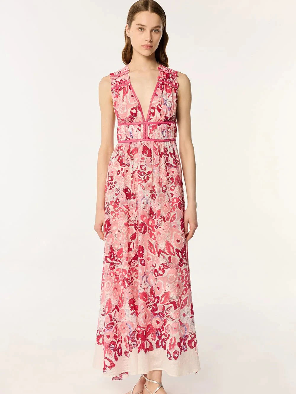 Poupette St. Barths Dress Chiara Long Dress in Pink Pencillo