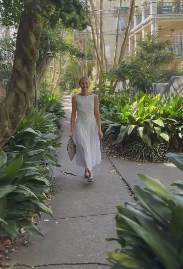 Lily Dress in White Linen