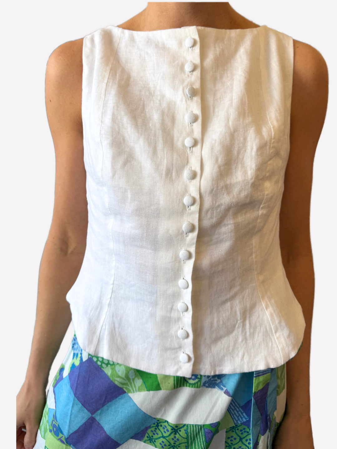 Prime of Lime Top Alice Top in White Linen