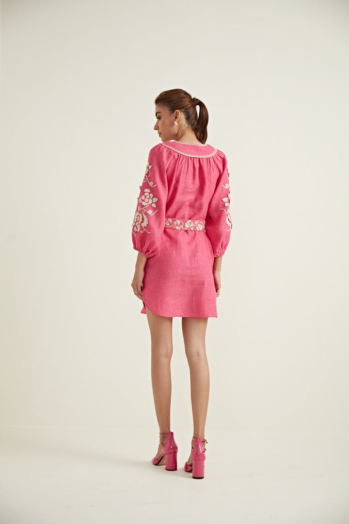 Ranna Gill Dress Ranna Gill | Natlie Dress in Sangria Rose Embroidery