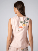 Ranna Gill Top Cascade Vest Coat in Camellia Print