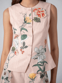 Ranna Gill Top Cascade Vest Coat in Camellia Print